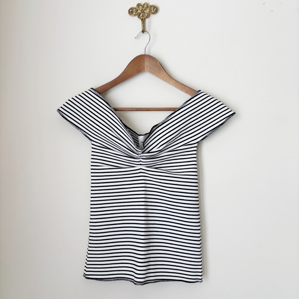 Maeve Black & White Striped Off Shoulder Knit Top Small NEW NWT Anthropologie